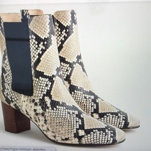 JCrew snake print leather ankle boots